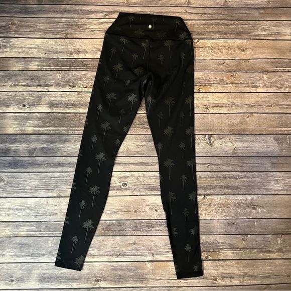 Spiritual Gangster Intent High Waist Leggings - Black Palm Trees Size XS - Picture 8 of 10